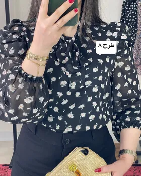 شومیز آستین پفی طرح‌دار