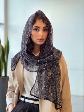 شال بهاره جیهان (مشکی سفید)