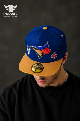 کلاه کپ بک فیت مستر کوالیتی وارداتی FIFTY 59 مدل Toronto Blue Jays _ سرمه ای نقاب قهوه ای