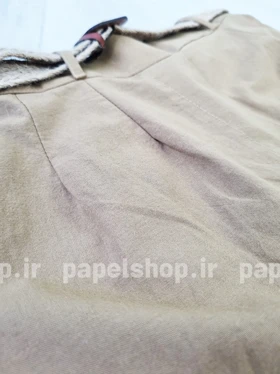 شلوار دامنی لینن جیب کراس با کمربند کنفی