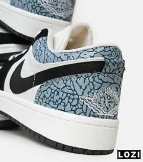 کفش کتانی مردانه و زنانه سفید مشکی آبی نایک NIKE jordan 1 مدل 5739