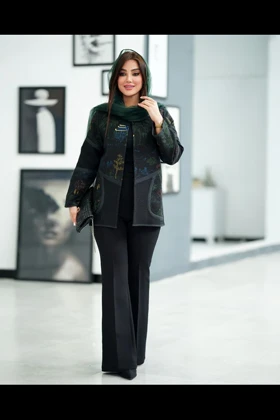 کت ژاکارد ترکیبی نوار دوزی