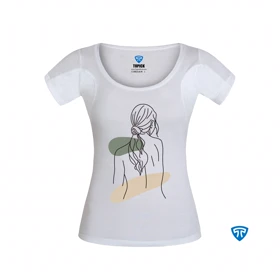 تیشرت ضدتعریق زنانه سفید طرح دختر مو بسته