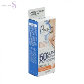 کرم ضدآفتاب بی‌رنگ پیکسل SPF50 مدل Sensitive، مناسب پوست‌های خشک و حساس، حجم 50 میلی‌لیتر