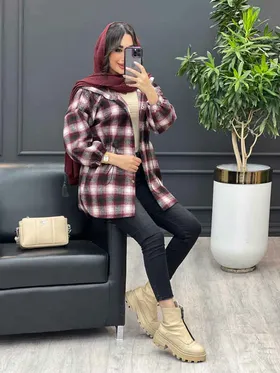 پالتو چهارخونه کمر گت