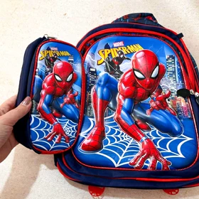 کیف وکوله وارداتی پسرانه برجسته با جامدادی طرح فضانورد- مردعنکبوتی