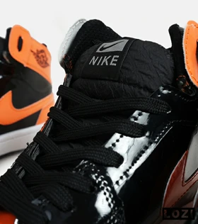 کفش کتانی مردانه و زنانه ساق‌دار مشکی نارنجی ورنی NIKE jordan 1