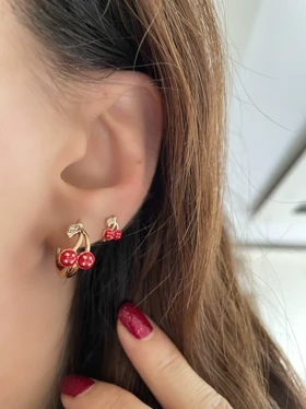 گوشواره گیلاس و کفشدوزک ژوپینگ