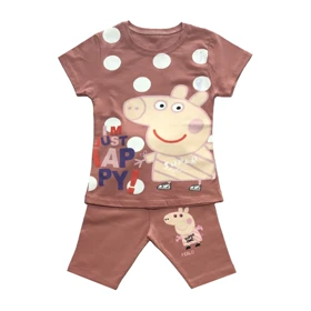 ست تیشرت و شلوارک دخترانه مدل بیا پینگ کد PJ1053