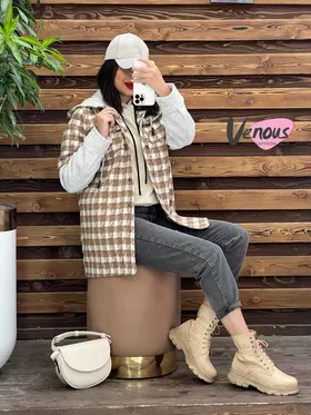 پالتو چهارخونه آستین دورس