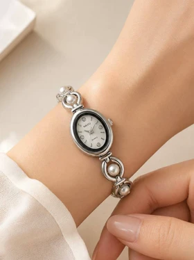 ساعت مچی زنانه نایدو بند مرواریدی استیل کد W517 (سفید)