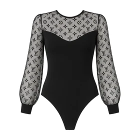 بادی فانتزی رنگ مشکی طرح لویی ویتون برند پاپیلون کد 466