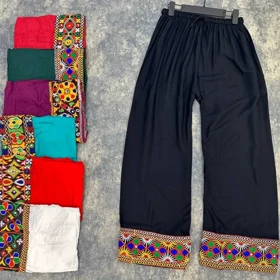 شلوار زنانه نخی هندی سوزن دوزی