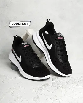 کتانی نایک مشکی با زیره سفید مدل RUNNING