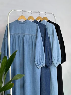 پیراهن مانتویی جین پاییزه هانا 4