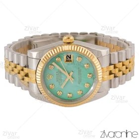 ساعت رولکس دیت جاست مردانه صفحه سبز صدفی ایندکس نگینی 105036