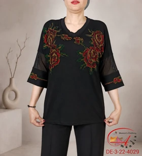 بلوز مشکی نگین رنگی(DE-3-23-4029)