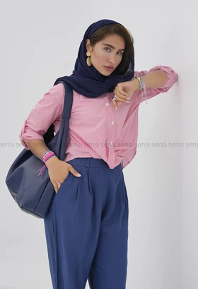 شومیز راه راه جلو پیچ