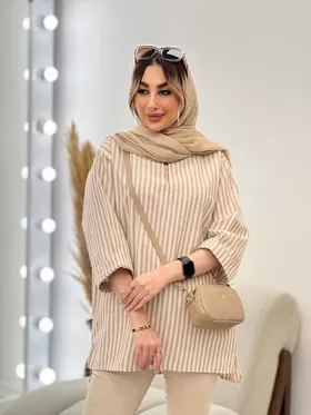 مانتو راه راه لمه دار