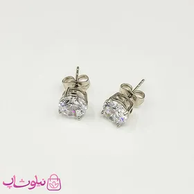 گوشواره دخترانه میخی ژوپینگ نقره ای سفید