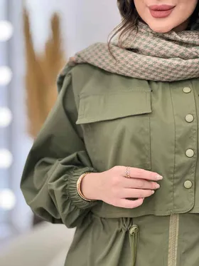 بارانی ژیله دکمه دار جیب پاکتی