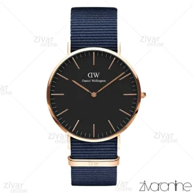 ساعت دنیل ولینگتون مردانه صفحه مشکی بند پارچه ای سرمه ای 103243