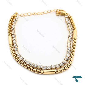 دستبند ظریف زنانه تنیسی طلایی Bracelet-8324-L