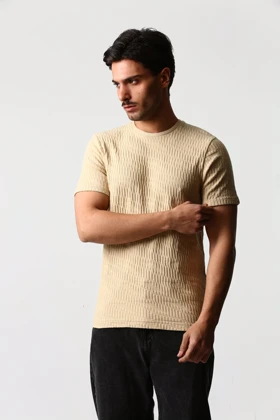 تیشرت یقه گرد طرح دار