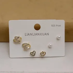 پک گوشواره نگین‌دار شونا با آبکاری نقره925 رنگ گلد