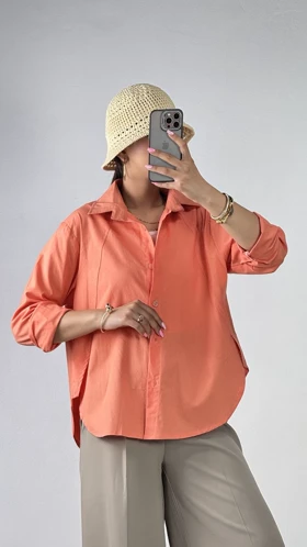 شومیز بغل برش کد 500668 (گلبهی)