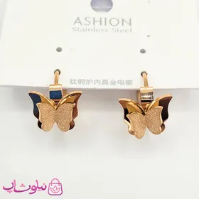 گوشواره حلقه‌ای زنانه طرح پروانه رزگلد