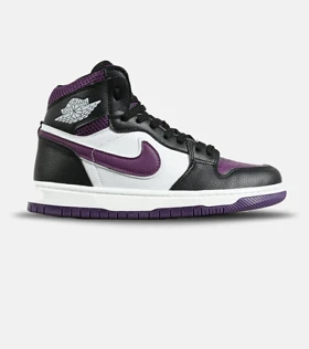 کفش کتانی ساق‌دار مردانه و زنانه مشکی سفید بنفش NIKE jordan 1 مدل 7981