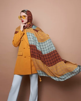 شال پلیسه پیچازی خردلی