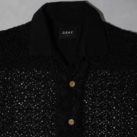 گری پیراهن آستین کوتاه black guipure shirt