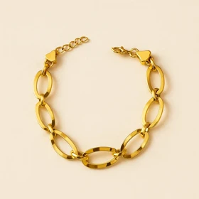 دستبند زنجیری طلایی بیضی بزرگ