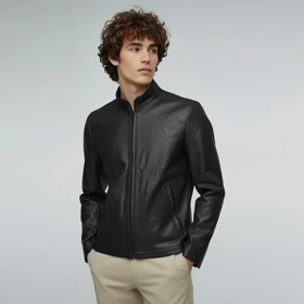 کاپشن چرم یقه دیپلمات (2586)