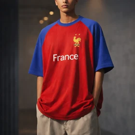 کیت فوتبالی کشور فرانسه کیفیت لوکس * پارچه دورس دو نخ پنبه گرم بالا