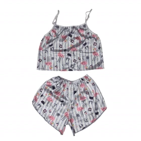 ست تاپ و شلوارک طرح فلامینگو 186