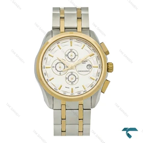 تیسوت مردانه دورنگ طلایی سه موتوره صفحه سفید Tissot-8274-G