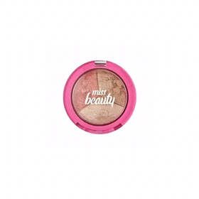 هایلایتر پودری درخشانکننده گلدن رز مدل Miss Beauty Glow Baked Palette (دو رژگونه + هایلایتر)، جلوه طبیعی، مناسب انواع پوست، وزن 6.5 گرم