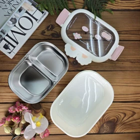 ظرف غذا بیضی 2 تیکه طرح فانتزی