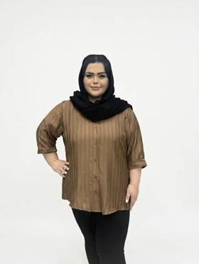 شومیز مانتویی لمه آستین پاکتی سایز بزرگ زنانه