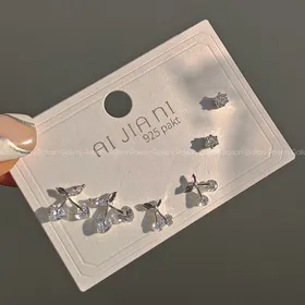پک گوشواره میخ نقره 925 عیار