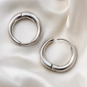 گوشواره ساده پهن سایز کوچک سیلور