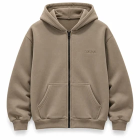 سویشرت کلاهدار مردانه مدل ZARA-خاکی