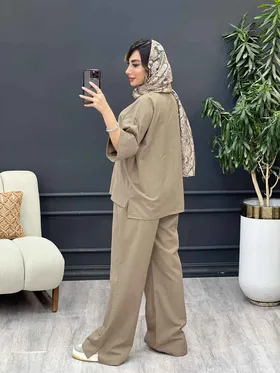ست مانتو و شلوار جلو بسته لعیا