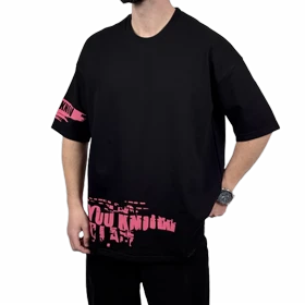 تیشرت آستین کوتاه مردانه مشکی دونخ مدل KNOW