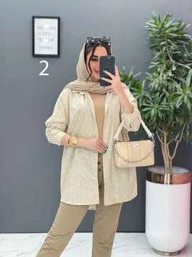 مانتو پیراهنی طرح دار لینن
