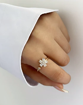 انگشتر دخترانه مینیمال طرح گل | انگشتر دخترانه مینیمال طرح گل کد 590 کد 590