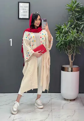مانتو لینن نچرال بلند طرح دوزی